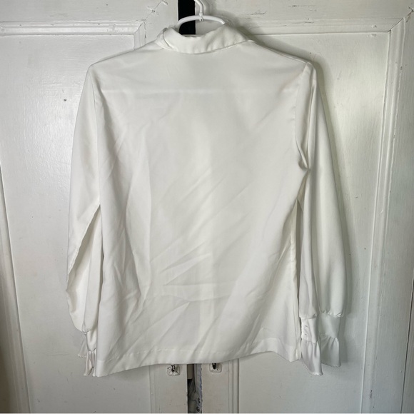 Vintage Judy Bond white ruffle button front blouse Womens top M - Picture 4 of 9
